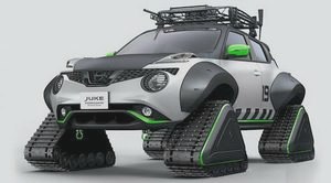 Необычный Nissan Juke на гусеничном ходу (Nissan Juke, автомобиля гусеницами, гусеницами Необычный) Необычный Nissan Juke на гусеничном ходу